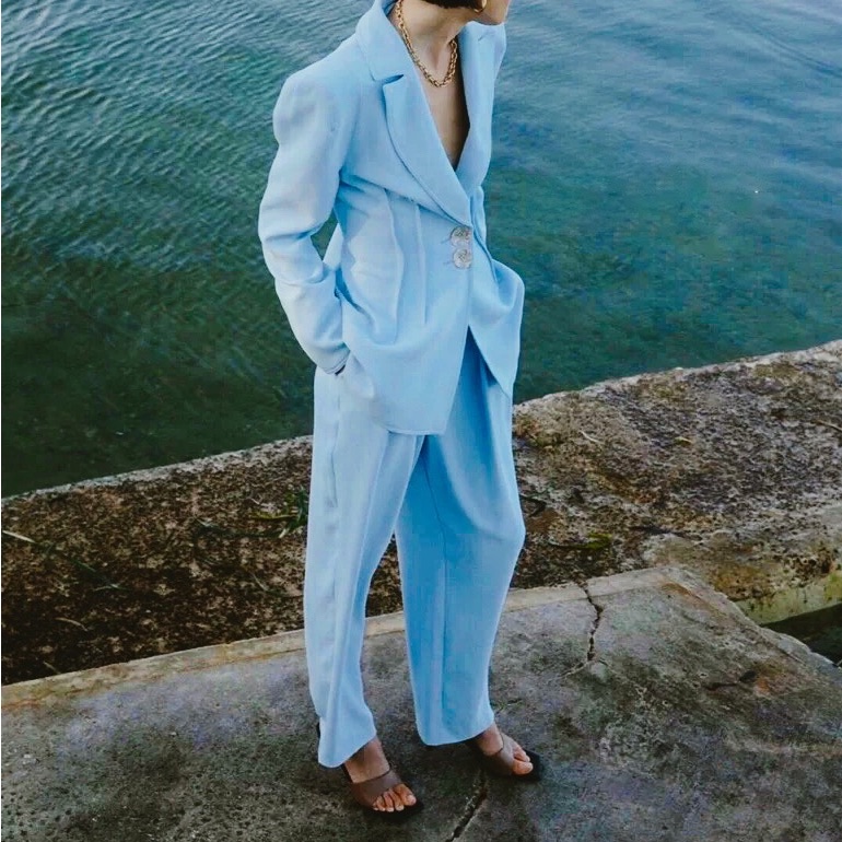 Set! C/Meo Collective Look Back Blazer & Pant In Powder Blue